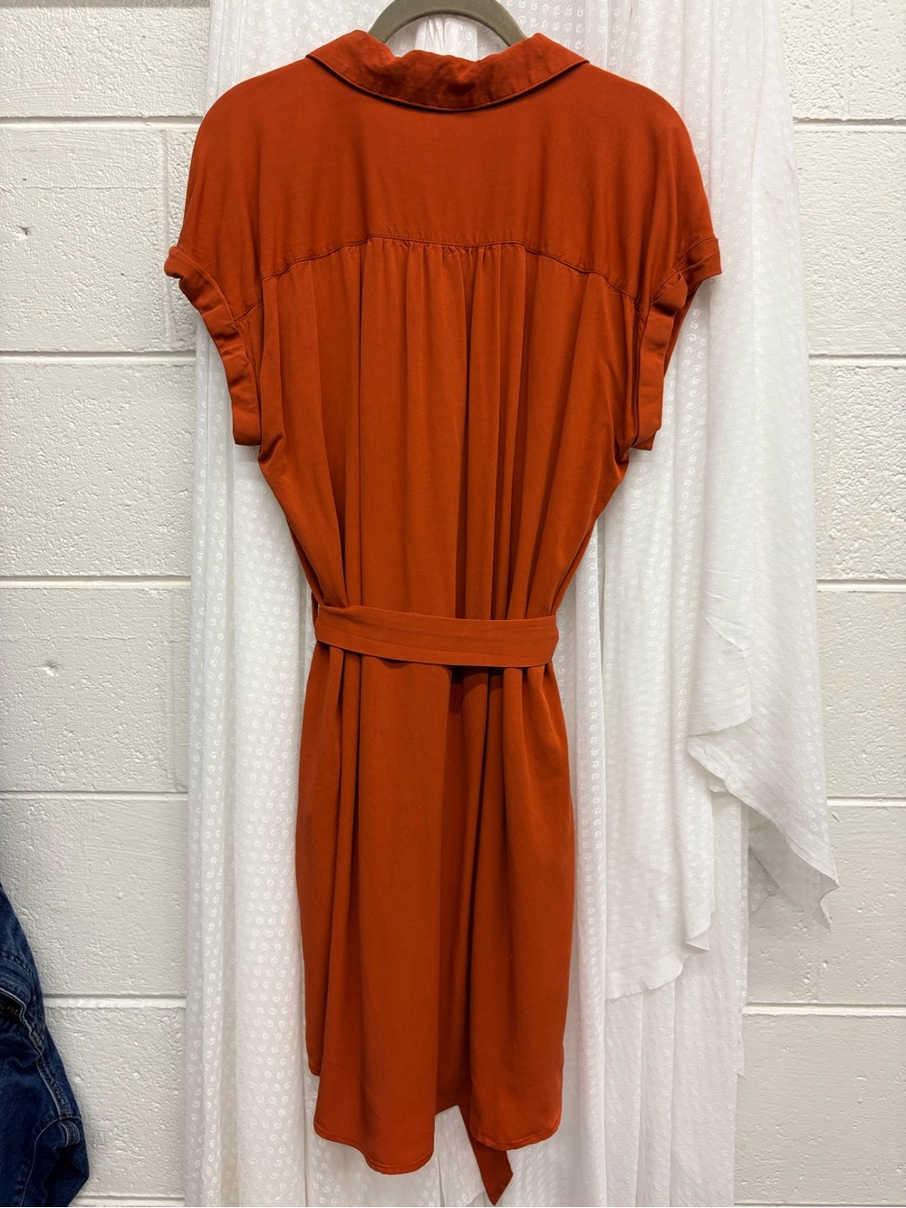 Comfy Casual Burnt Orange Button-Front Shirt Dress - Picture 2 of 5